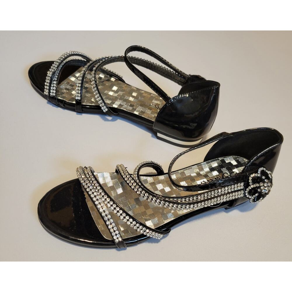Open-toe Rhinestone Flat Sandals by Forever Nora - Women's Size 7